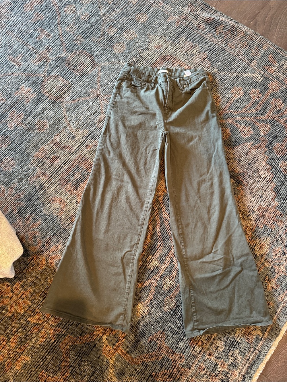 Wide Leg Olive Green Pants